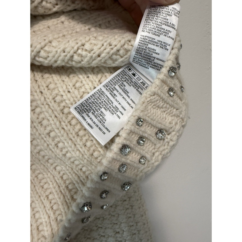 ba&sh Wool Cream Rhinestone Oswald Reversible Cardigan Sweater Size Small - Picture 5 of 9